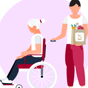 graphic of carer and person in wheelchair