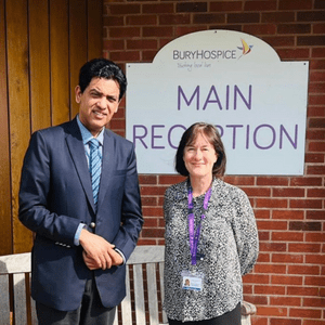 Dr Zahid Chauhan and Helen Lockwood from Bury Hospice